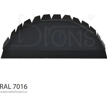 Střešní lemovaní Koncovka oblého hřebenáče tmavě šedá