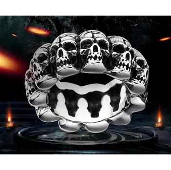 Prsten Prstýnek s lebkami - ocel
