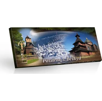 Čokoláda Selllot, s.r.o., K Hájům 34, 155 00 Praha 5 - Vyrobeno v EU Mléčná čokoláda Pozdrav z Beskyd 100g