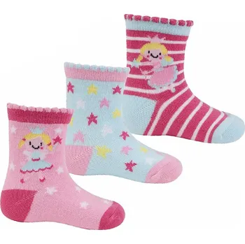Kojenecké oblečení Cotton Rich Kojenecké ponožky dívčí princezna, 3 páry velikost ponožek: 18-22 (12-18 měsíců)
