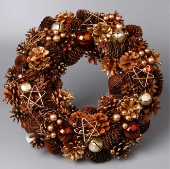 Vánoční dekorace Věnec šišky 45cm hnědá/natural (720.0766.000)