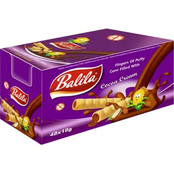 Trubičky BALILA 15 g Kakao (balení 48 ks) (Kukuřičné trubičky s náplní / bezlepkové)