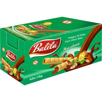 Trubičky BALILA 15 g Oříšek (balení 48 ks) (Kukuřičné trubičky s náplní / bezlepkové)