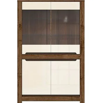 Obývací stěna RUSO vitrína REG2W2D dub april/perleťový lesk