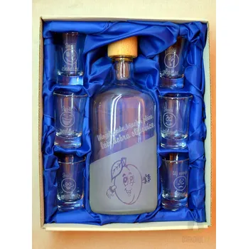 Lahev pískovaná Galona 0,7l a šest panáků Smajlík