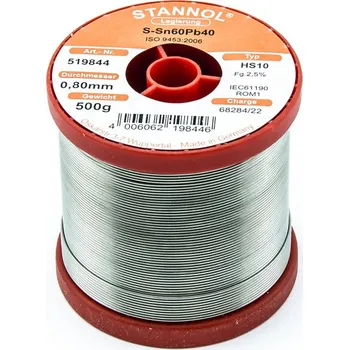 Páječka Cínová pájka trubičková 0.8mm Sn60Pb40 HS10 STANNOL 500g