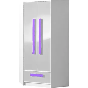 Šatní skříň Casarredo Šatní skříň rohová GULLIWER 2 bílá lesk/fialová