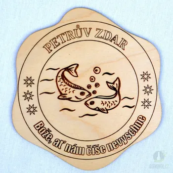 Žertovný předmět Dřevěný podtácek - Petrův zdar Dvě ryby