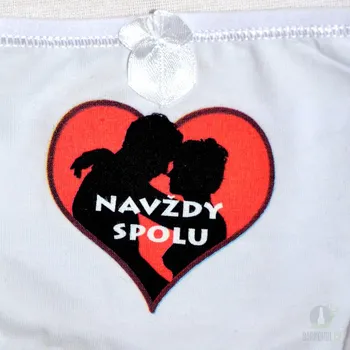 Kalhotky Kalhotky tanga bílé-Navždy spolu-srdce - L