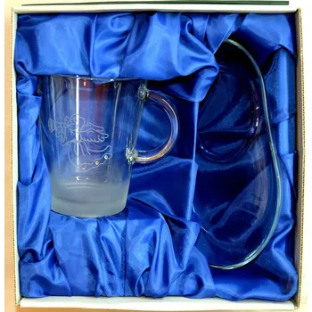 Pískovaný hrnek s talířkem - Vánoční anděl