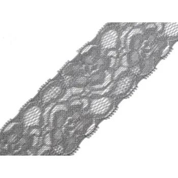 Krajka Krajka elastická, šedá 50mm