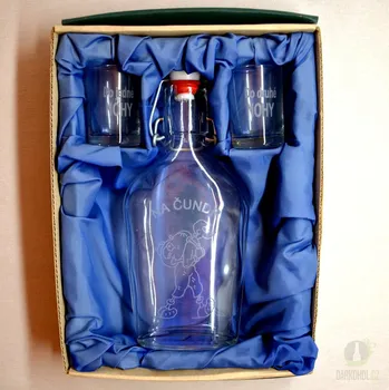 Souprava pískovaná láhev Butylka + 2 panáky 0,2l "Na čundr.."