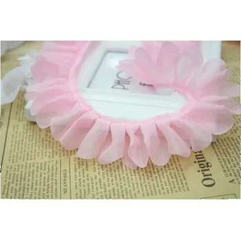 Oděvní prýmek, volánový prýmek skládaný, růžová 40mm