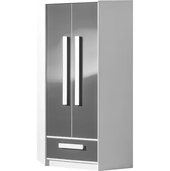 Šatní skříň Casarredo Šatní skříň rohová GULLIWER 2 bílá/šedá lesk