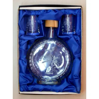 Souprava pískovaná láhev budík+2 panáky Opravář