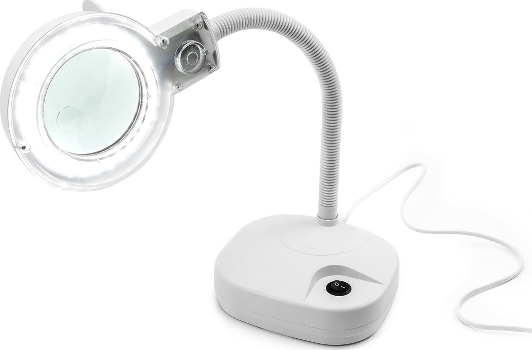 Stolní lampa s lupou a LED osvětlením typ 139 3D, 8D, bílá