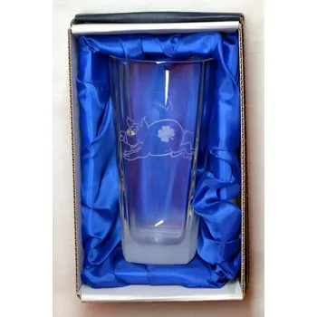 Sklenice Sklenice pískovaná Long Stefanie Prasátko s kamínky-Poslední kus!