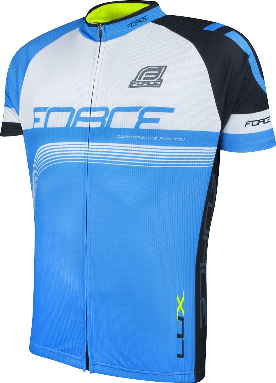 foto cyklistick dres Force Lux krtk rukv modr/ern/bl XS