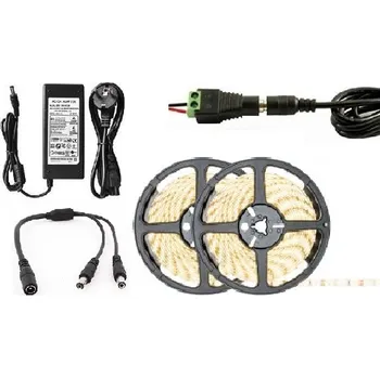 LED páska Lighting LED pásek 3528 10M/600diod 48W IP20 teplá bílá + zdroj (LED pásek 3528 10 metrů komplet)