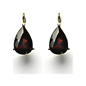 Náušnice Zlaté náušnice, přírodní granát, slza 12x8, žluté i bílé zlato, NK 1360