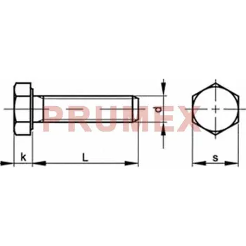 Šroub Šroub šestihranný celý závit DIN 961 M12x1,50x20-10.9 pozink