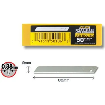 Pracovní nůž náhradní čepele bez segmentů Olfa AB-SOL-50, (50ks)