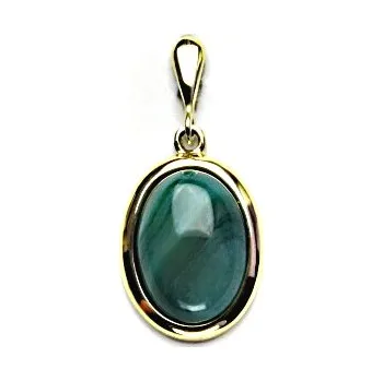 Přívěsek Zlatý přívěsek, přírodní zelený achát barvený, žluté zlato, P 1454/22