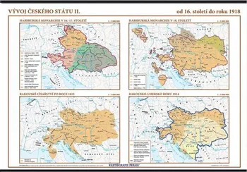 kniha Vývoj českého státu II. od 16. století do roku 1918 školní nástěnná mapa 136 x 96 cm