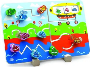 Dřevěná hračka Wonderworld Motorický labyrint s dopravními prostředky