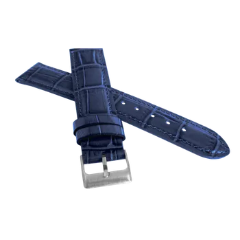 Řemínek na hodinky Modrý prošitý řemínek LAVVU CROCO z luxusní kuže Top Grain - 20mm LSIUL20 ( řemínek, pásek na hodinky)
