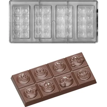 Forma na pečení Forma na čokoládovou tabulku 35,75g (Smajlíci) 4 tvary/tabulka