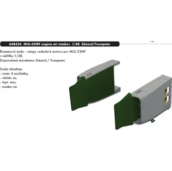 Plastikový model Eduard 1/48 MiG-23MF engine air intakes (EDUARD/TRUMPETER)