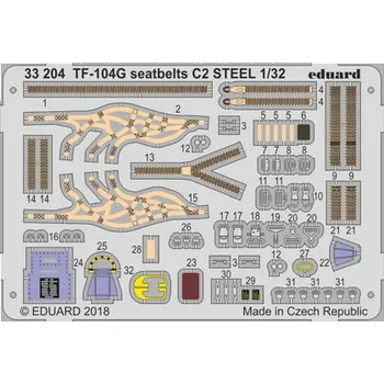 Plastikový model Eduard 1/32 TF-104G seatbelts C2 STEEL (ITALERI)
