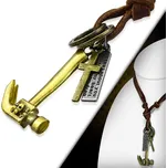 316Steel Pánský kožený náhrdelník s Kladivem a Křížkem