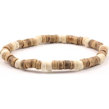 Náramek Pánský náramek světlé dřevěné korálky