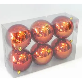 Zahradní dekorace Koule vánoční plast 6ks/10cm hnědá (N3/10006A/BR)