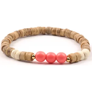 Náramek Moni - dámský náramek korál kokosové dřevo