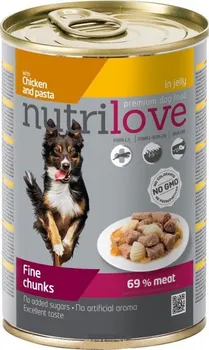 Krmivo pro psa Nutrilove kousky pro psy s kuřecím a těstovinami v želé 415 g