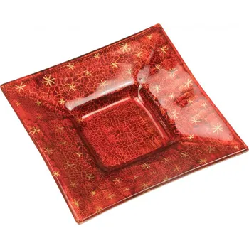 Svícen Skleněný svícen červený antik 01- hvězdičky