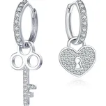 Elenys stříbrné náušnice Klíč k mému srdci 2v1