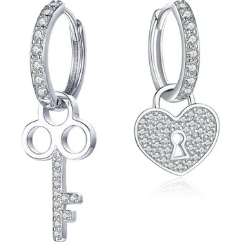 Náušnice Elenys stříbrné náušnice Klíč k mému srdci 2v1