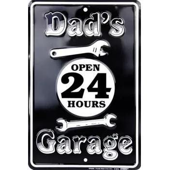 Plechová cedule CEDULE DADS GARAGE OPEN 24 SMALL