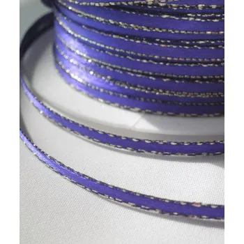 Stuha Atlasová stuha s lurexem šíře 3 mm - fialová