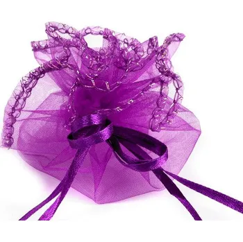Dárková taška Organzový dárkový pytlík - fialová 22cm