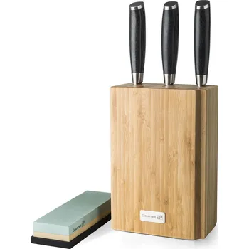 Kuchyňský nůž G21 Gourmet Damascus v bambusovém bloku 3 ks + brusný kámen