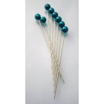 Nástroj na niť a příze Špendlík s tyrkysovou hlavičkou 65 mm (tyrkysový špendlík)