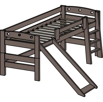 Dětská postel Dětská barevná zvýšená postel z masivu FIJA N se skluzavkou 90x200 ROALHOLZ