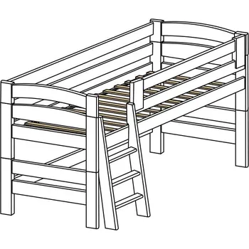 Dětská postel Bezpečná bílá zvýšená postel masiv ELEA NB, bílá nízká palanda 90x200 ROALHOLZ