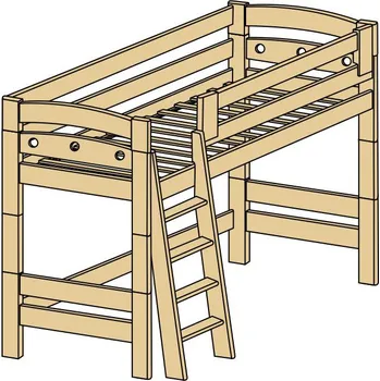 Dětská postel Bezpečné horní spaní z masivu pro děti FIJA VB, bezpečná palanda 90x200 ROALHOLZ