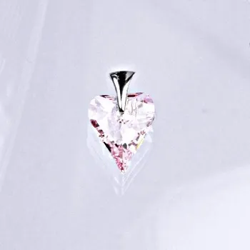 Módní doplněk Stříbrný přívěšek s krystalem Swarovski rosaline heart pendant, srdce, P 1303